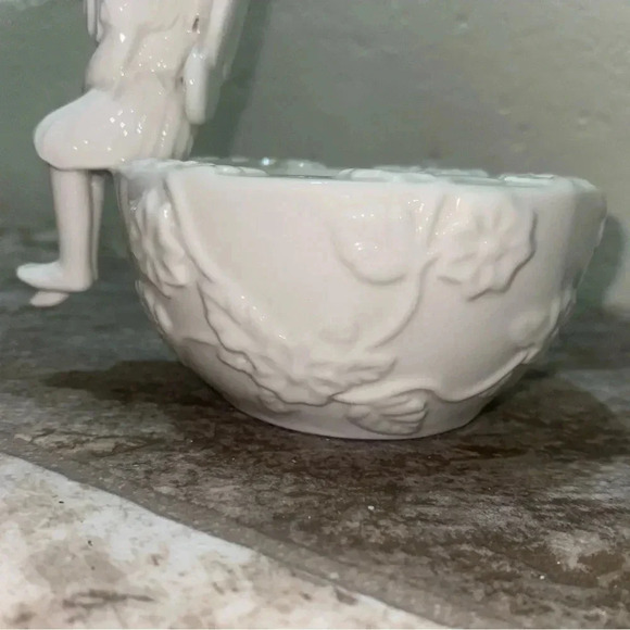 White Glass Sabre Brand Cottagecore Fairy Tea light candle holder grandma hippie - Picture 9 of 14